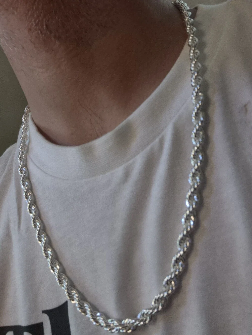 A Necklace Made To Look Like A Real Silver Rope Chain Necklace 6mm 24 Inches
